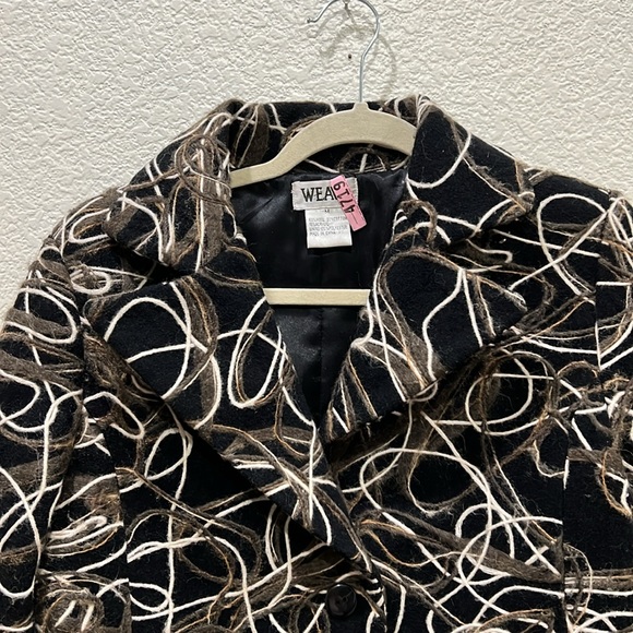 Weavz Artsy Black Collared Jacket with Brown and Ivory Ribbon Accents - Picture 3 of 5